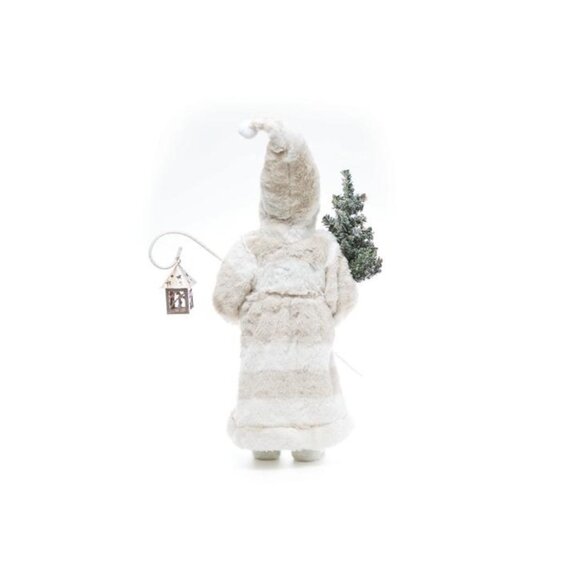 White Santa 18" Faux Fur Coat Christmas Figurine Nordic Winter Decor - Picture 4 of 4